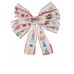 Holiday Style Nutcracker Large Wired Christmas Tree Topper Bow New